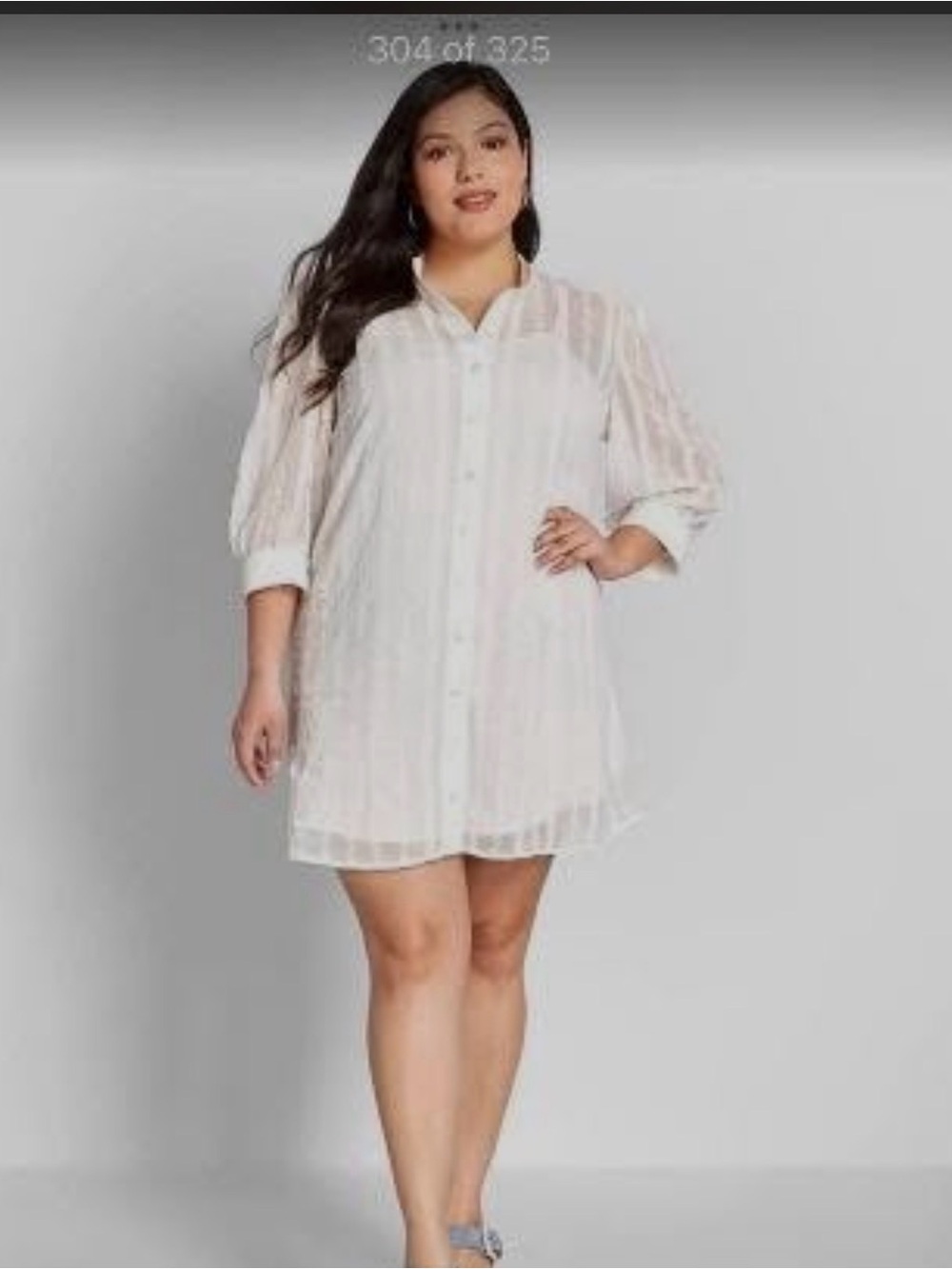 ModCloth White Sheer Button-Front 3/4 sleeve Tunic Shirt Dress NWT Size 2x